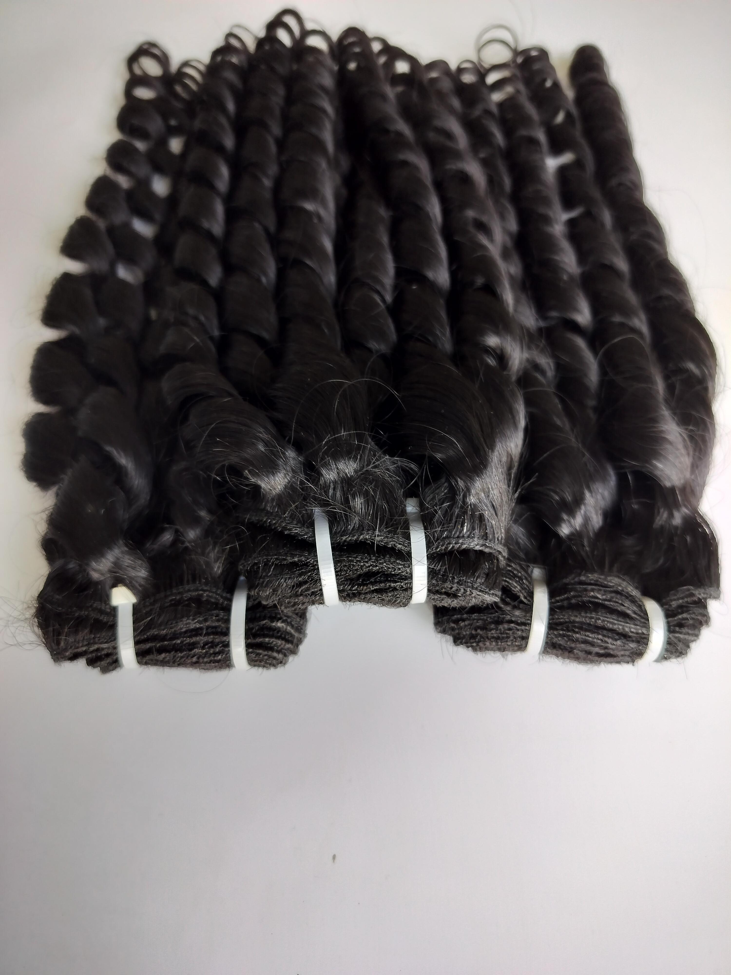 Natural Color Indian Temple Hair Roll Curly Human Hair Weft Extension