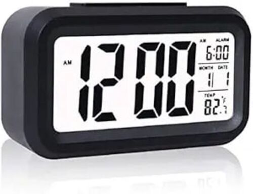 Digital Alarm Clock - Plastic Construction, 5x8 Inches | Smart Backlight, Loud Alarm, Indoor Temperature Display, Easy Access Buttons for Students