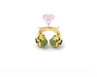 Natural Gemstone With 18K Gold Plated Oval Shape Handmade Adjustable Ring