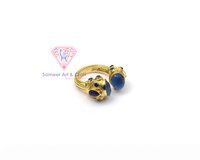 Natural Gemstone With 18K Gold Plated Oval Shape Handmade Adjustable Ring