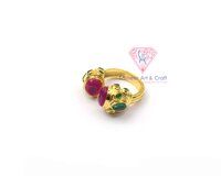 Natural Gemstone With 18K Gold Plated Oval Shape Handmade Adjustable Ring