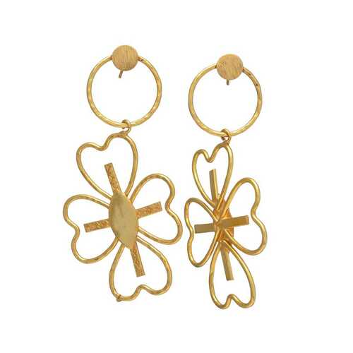 new arrival woman gold plated big flowered earring