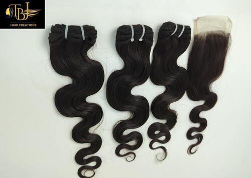 Ramy Unprocessed Indian Body Wave Human Hair Bundles With Matching Lace Closure - Color: Natural Color