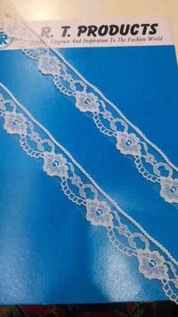 Nylon Lace - 1 Inch Width, Classic White Color | Embroidered Floral Design, High Tensile Strength, Customizable Size, Easy Care