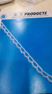Raschel Lace - Polyester Lace Fabric, Approximately 1 Inch Wide, White Color , Geometric Pattern, Medium Tensile Strength, Customizable Size