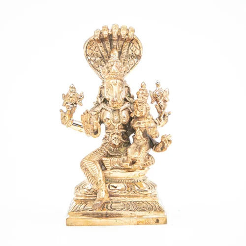 3.5 Inch Bronze God Lakshmi Hyagrivar Statue - Color: Golden