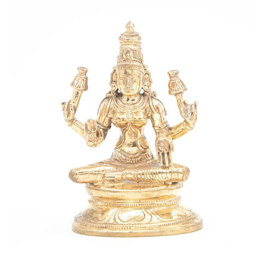 3.5 Inch Bronze God Lakshmi Statue - Color: Golden