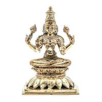 5 Inch Bronze God Lotus Lakshmi Statue - Color: Golden