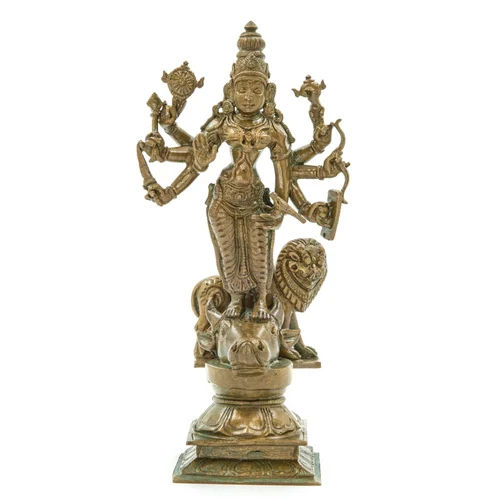 Antique Bronze God Durgai Amman Statue - Color: Golden