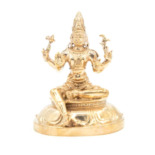 4 Inch Bronze God Sitting Shiva Statue - Color: Golden