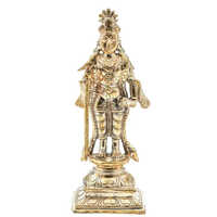 6 Inches Bronze God Murugan Statue - Color: Golden