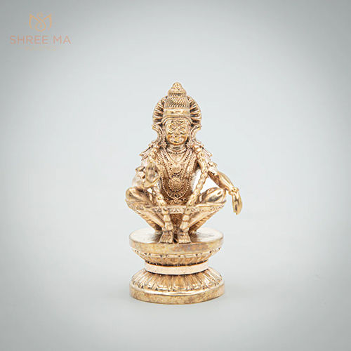 3 Inch Ayyappa Swamy Panchaloha Bronze Idol - Color: Golden