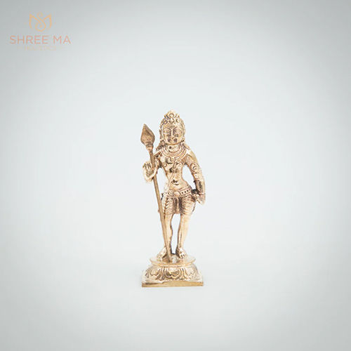 2.5 Inches Balamurugan Panchalogam Bronze Idol - Color: Golden