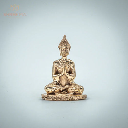 3 Inches Buddha Panchalogam Bronze Idol - Color: Golden