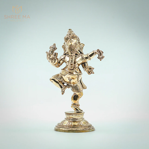 4.5 inches Dancing Ganesh Panchalogam Bronze Idol