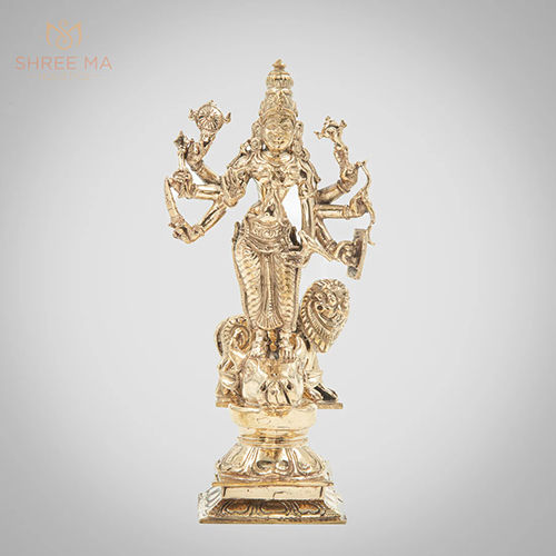 6 inches Durga With Lion Panchalogam Bronze Idol