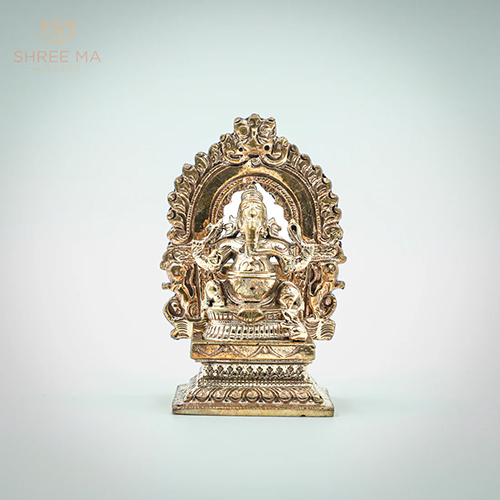 3 inches Ganesh With Arch Panchalogam Bronze Idol