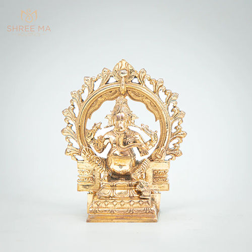 4Inch Ganesh With Arch Panchaloha Idol - Color: Golden