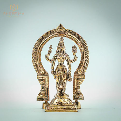 5 Inch Kasi Visalakshi Panchalogam Bronze Idol - Color: Golden