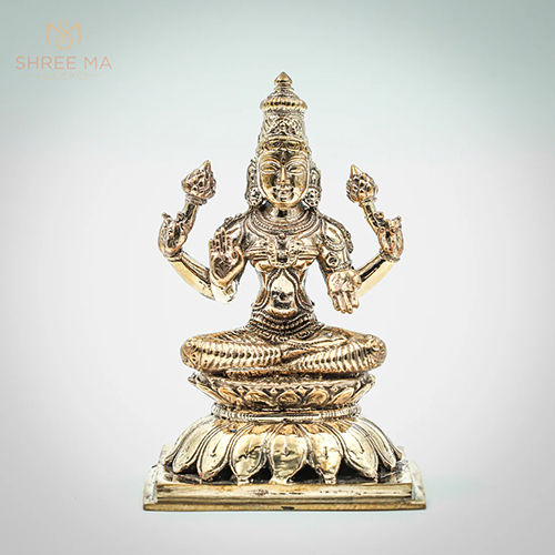 5 Inch Lakshmi Panchalogam Bronze Idol - Color: Golden