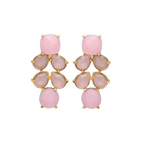 New arrival small pink chalcedony gemstone earrings