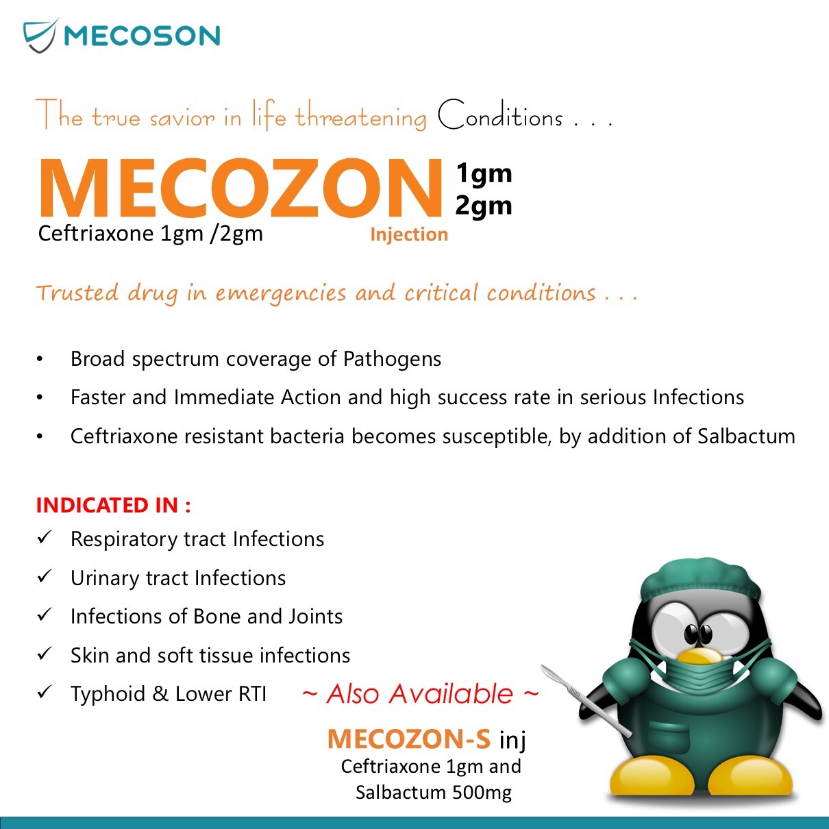 Ceftriaxone 1gm Salbactum 500mg Inj