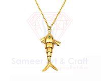 Green Cubic Zirconia With 18K Gold Plated Flexible Fish Pendant