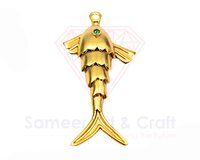 Green Cubic Zirconia With 18K Gold Plated Flexible Fish Pendant