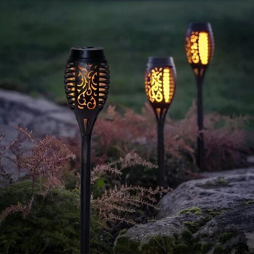 Mitsico Solar Light Outdoor Waterproof Flickering Mashaal Light,Solar Flame Light for Yard Garden Party Festival Decoration