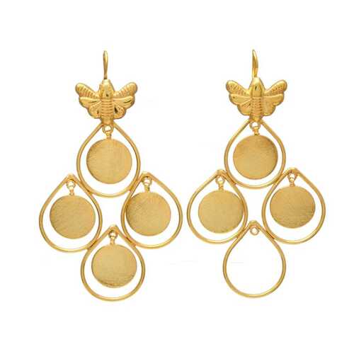 New arrival golden long bee design Brass earrings