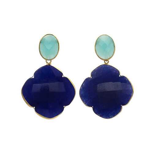 new arrival woman drop earring with sapphire hydro stone