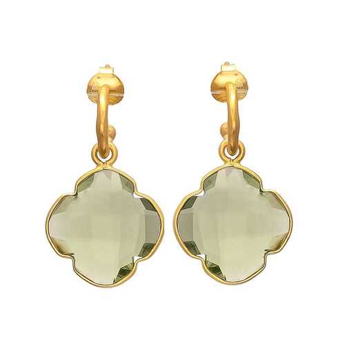 new arrival woman drop earring with green amethyst hydro stone