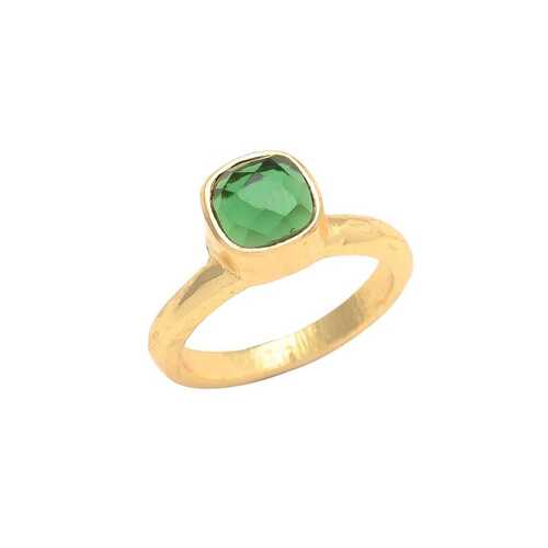 New arrival green onyx gemstone gold plated ring