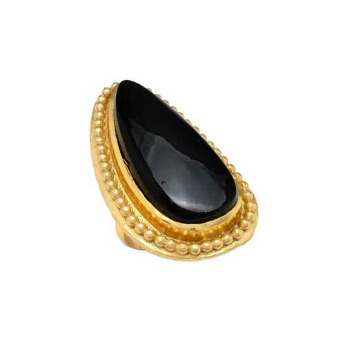 New arrival black onyx gemstone finger ring, gold plated