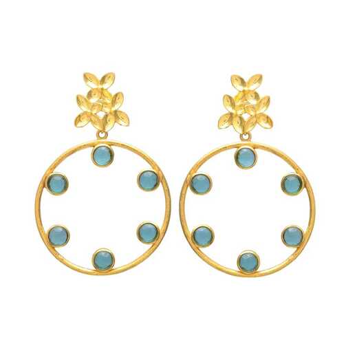 New arrival mini light blue quartz gemstones drop earring