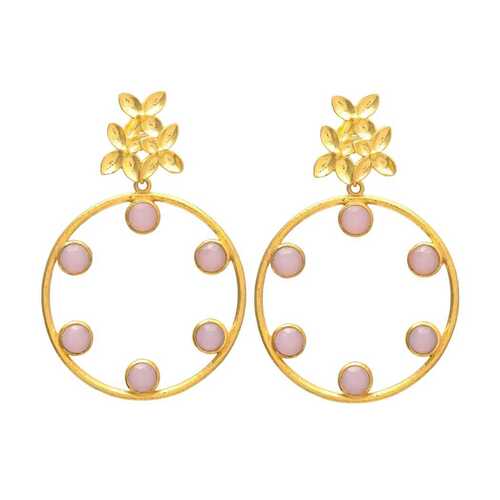 New arrival mini pink chalcedony gemstones drop earring