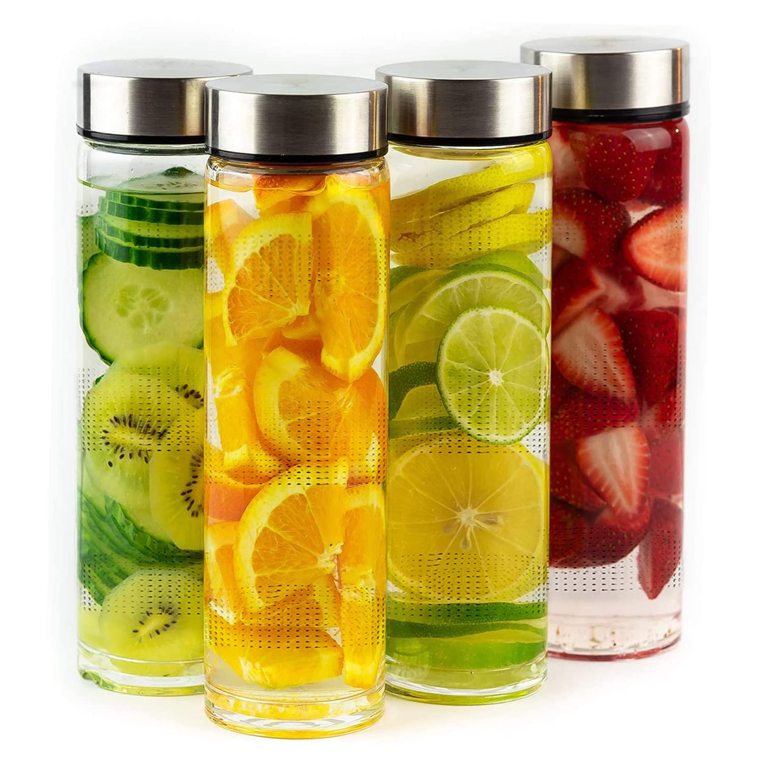 Croco Wide Mouth Glass Water Bottle with Leak-Proof Airtight Double Layer Stainless Steel Lid for Water, Smoothie, Juices - 750ml