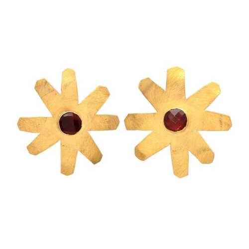 New arrival flower with garnet hydro gemstone stud earring