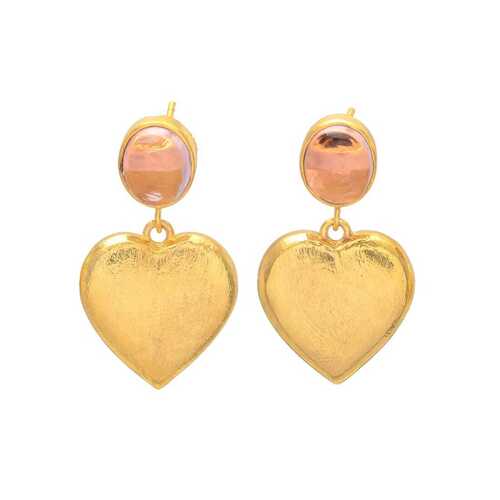 New arrival golden heart and gemstone earring