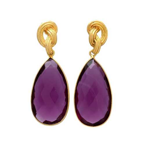 New arrival purple chalcedony gemstone dangle earring