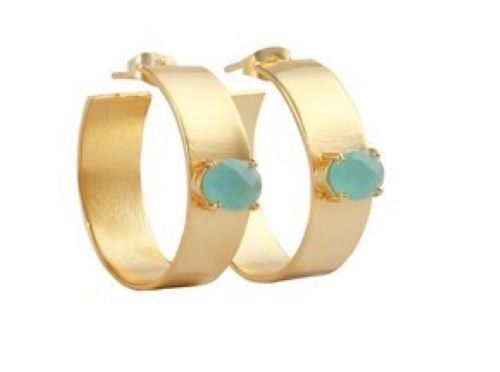 New arrival small Aqua chalcedony gemstone Hook earrings