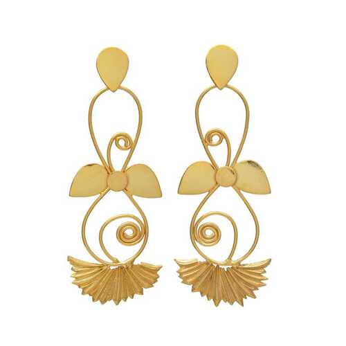 New arrival long unique design brass Dangle earrings