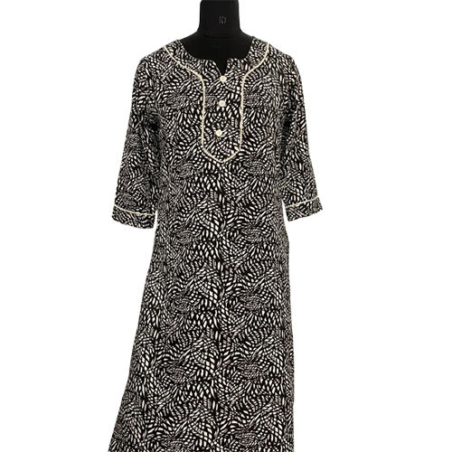 Ladies Fancy Printed Kurti - Color: Black