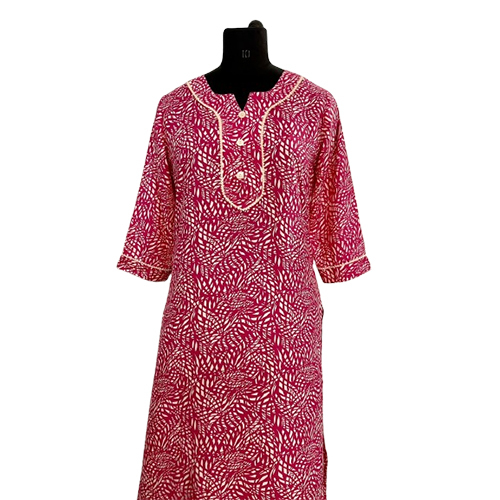 Ladies Pink Printed Kurti