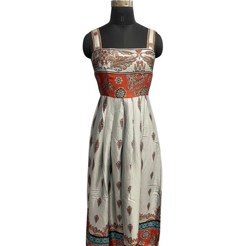 Ladies Printed Long Dress - Feature: No Fade