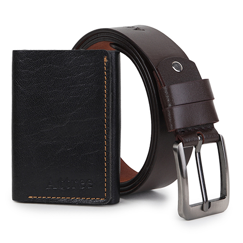Leather Belt And Wallet Combo - Color: Different Available