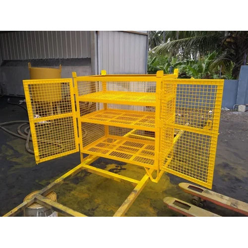 Mild Steel Bin Storage Rack - Color: Yellow