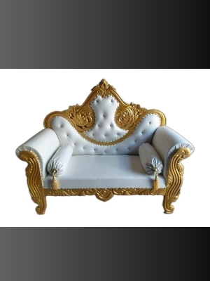 Wooden Maharaja Wedding Leatherette Seat Sofa Set