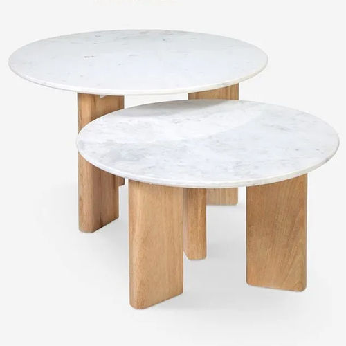 Josettle Round Nesting Coffee Table With White Marble - Feature: Durable