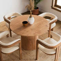 Round Shape Dining Table - High-quality Wooden Build, Modern Design For Households, Hotels, And Gatherings, Warranty Included